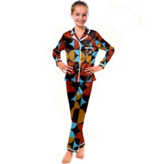 Geometric Pattern Kid s Satin Long Sleeve Pajamas Set