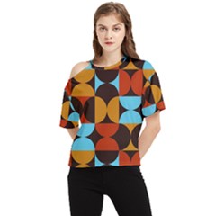 Geometric Pattern One Shoulder Cut Out Tee