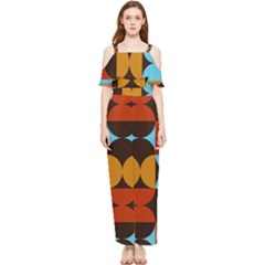 Geometric Pattern Draped Sleeveless Chiffon Jumpsuit