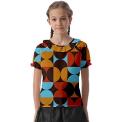 Geometric Pattern Kids  Frill Chiffon Blouse