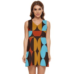 Geometric Pattern Tiered Sleeveless Mini Dress