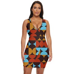 Geometric Pattern Draped Bodycon Dress