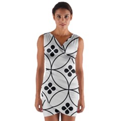 Black And White Pattern Wrap Front Bodycon Dress by Valentinaart