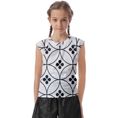 Black And White Pattern Kids  Raglan Cap Sleeve Tee