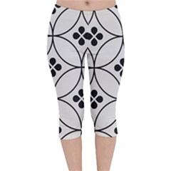 Black And White Pattern Velvet Capri Leggings  by Valentinaart