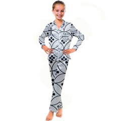 Black And White Pattern Kid s Satin Long Sleeve Pajamas Set