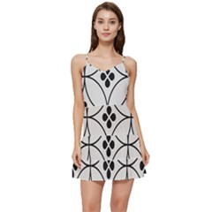 Black And White Pattern Short Frill Dress