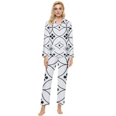 Black And White Pattern Womens  Long Sleeve Velvet Pocket Pajamas Set