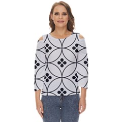 Black And White Pattern Cut Out Wide Sleeve Top