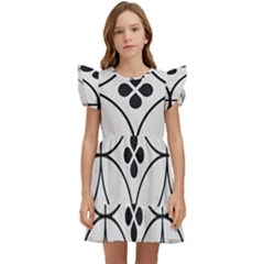 Black And White Pattern Kids  Winged Sleeve Dress