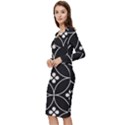 Black and white pattern Long Sleeve V-Neck Bodycon Dress  View2