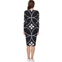 Black and white pattern Long Sleeve V-Neck Bodycon Dress  View4