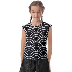 Black And White Pattern Kids  Raglan Cap Sleeve Tee