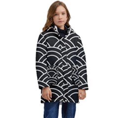 Black And White Pattern Kid s Hooded Longline Puffer Jacket