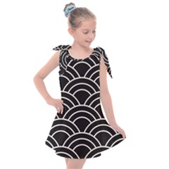 Black And White Pattern Kids  Tie Up Tunic Dress by Valentinaart