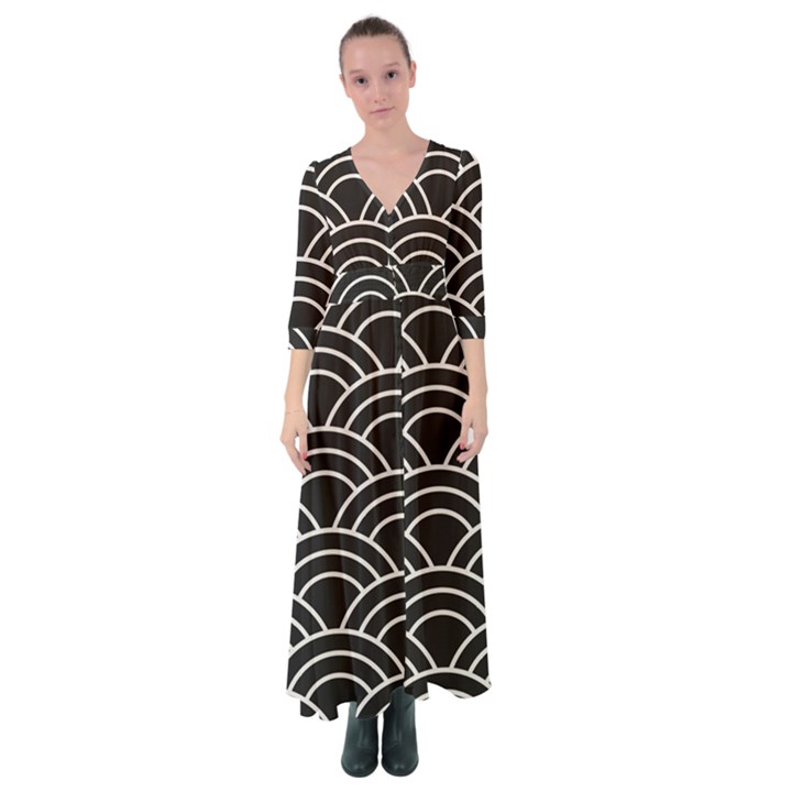 Black and white pattern Button Up Maxi Dress