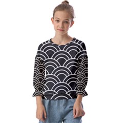 Black And White Pattern Kids  Cuff Sleeve Top