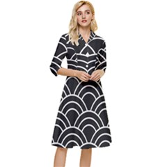 Black And White Pattern Classy Knee Length Dress