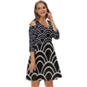 Black and white pattern Shoulder Cut Out Zip Up Dress View3