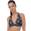 Black and white pattern Halter Plunge Bikini Top View1