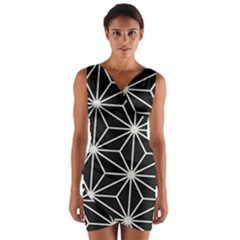 Black And White Pattern Wrap Front Bodycon Dress by Valentinaart