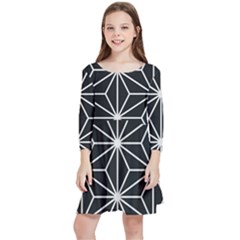 Black And White Pattern Kids  Quarter Sleeve Skater Dress