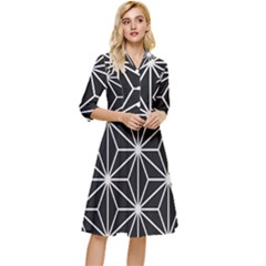 Black And White Pattern Classy Knee Length Dress