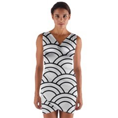 Black And White Pattern Wrap Front Bodycon Dress by Valentinaart