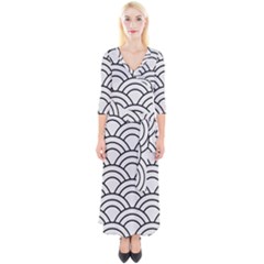 Black And White Pattern Quarter Sleeve Wrap Maxi Dress by Valentinaart