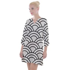 Black And White Pattern Open Neck Shift Dress