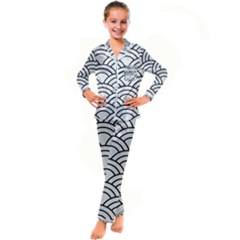 Black And White Pattern Kid s Satin Long Sleeve Pajamas Set