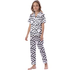 Black And White Pattern Kids  Satin Short Sleeve Pajamas Set