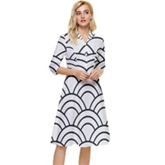 Black And White Pattern Classy Knee Length Dress