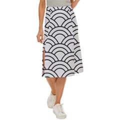 Black And White Pattern Midi Panel Skirt