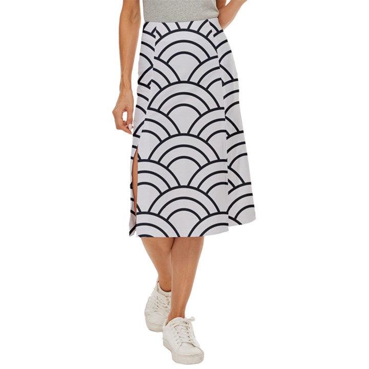 Black and white pattern Midi Panel Skirt