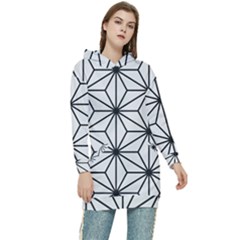 Black And White Pattern Women s Long Oversized Pullover Hoodie