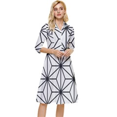 Black And White Pattern Classy Knee Length Dress