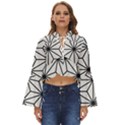 Black and white pattern Boho Long Bell Sleeve Top View1