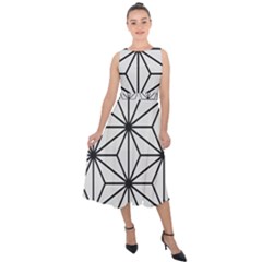 Black And White Pattern Midi Tie-back Chiffon Dress by Valentinaart