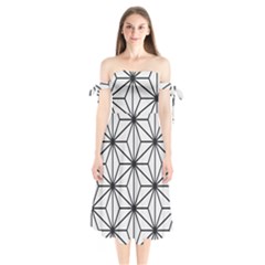 Black And White Pattern Shoulder Tie Bardot Midi Dress by Valentinaart