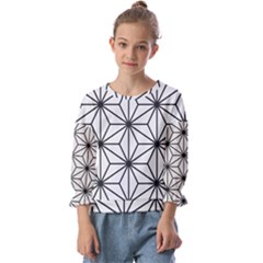 Black And White Pattern Kids  Cuff Sleeve Top