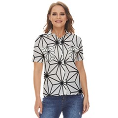 Black And White Pattern Women s Short Sleeve Double Pocket Shirt