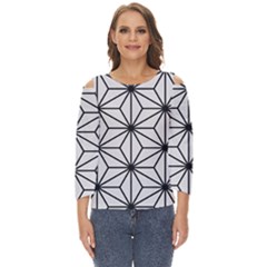 Black And White Pattern Cut Out Wide Sleeve Top