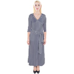 Simple Line Pattern Quarter Sleeve Wrap Maxi Dress by Valentinaart