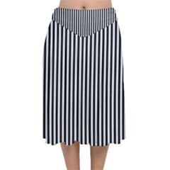 Simple Line Pattern Velvet Flared Midi Skirt