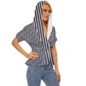 Simple line pattern Lightweight Drawstring Hooded Top View3