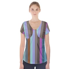 Simple Line Pattern Short Sleeve Front Detail Top