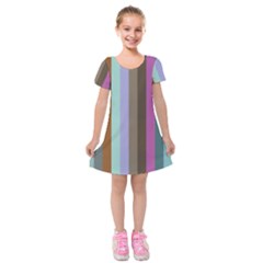 Simple Line Pattern Kids  Short Sleeve Velvet Dress