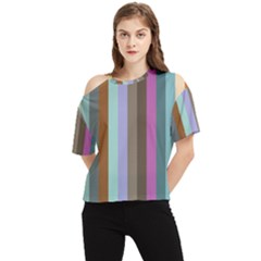 Simple Line Pattern One Shoulder Cut Out Tee by Valentinaart