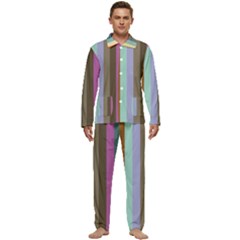 Simple Line Pattern Men s Long Sleeve Velvet Pocket Pajamas Set